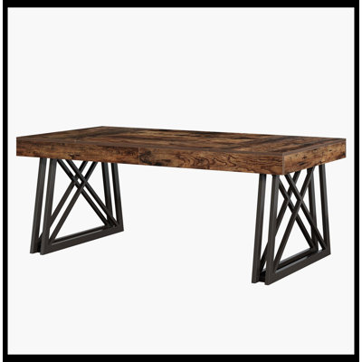 Bureau de direction 63 po, bureau d'ordinateur de ferme avec pieds en forme de X