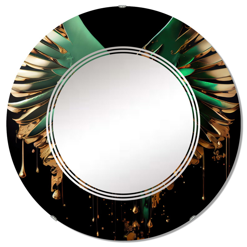 Rackel Green and Gold Angel Wings II - Miroir mural Wings Angel, 32 po x 32 po