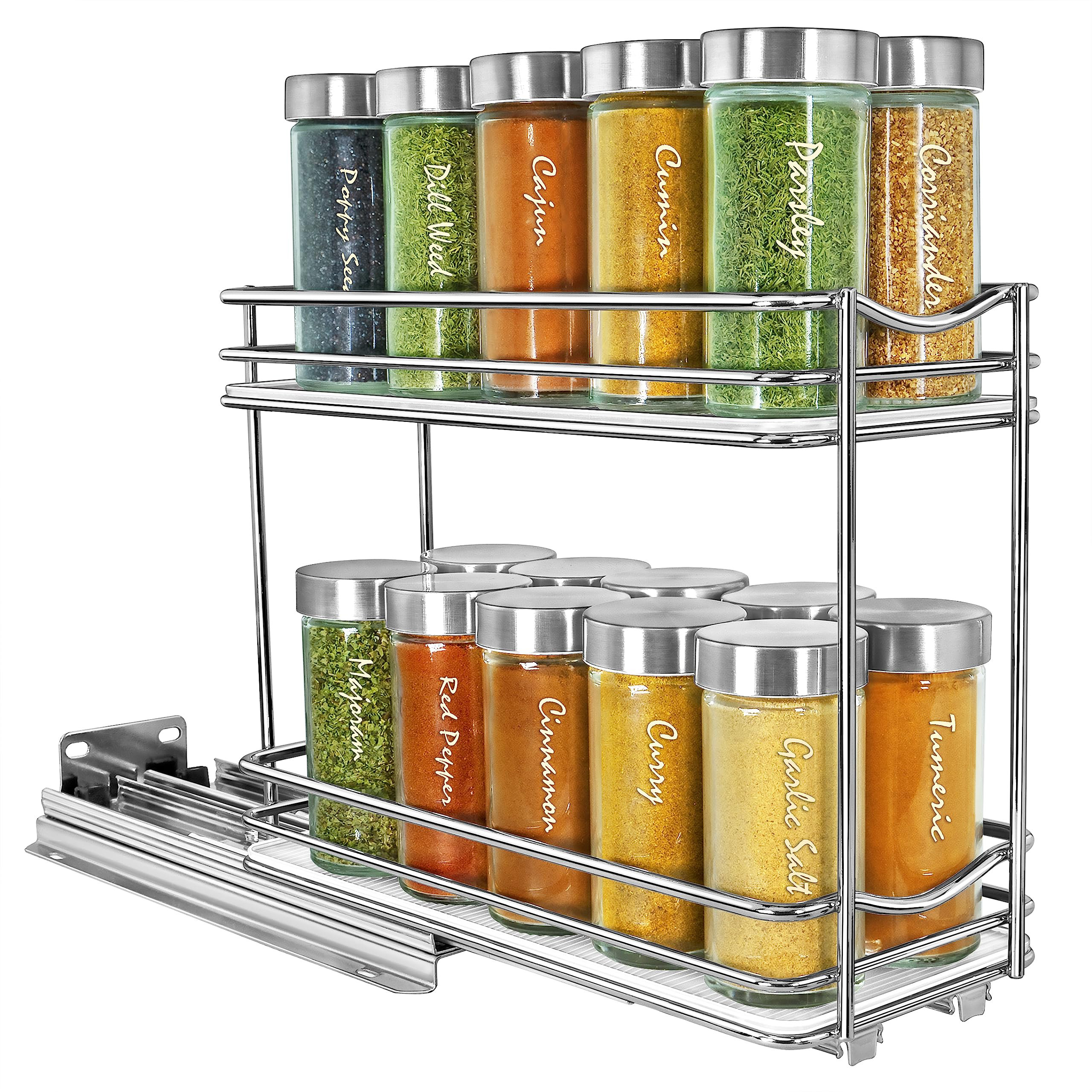 Ivy Bronx Pull Out Spice Rack Organizer For Inside Kitchen Cabinets - 4 ...