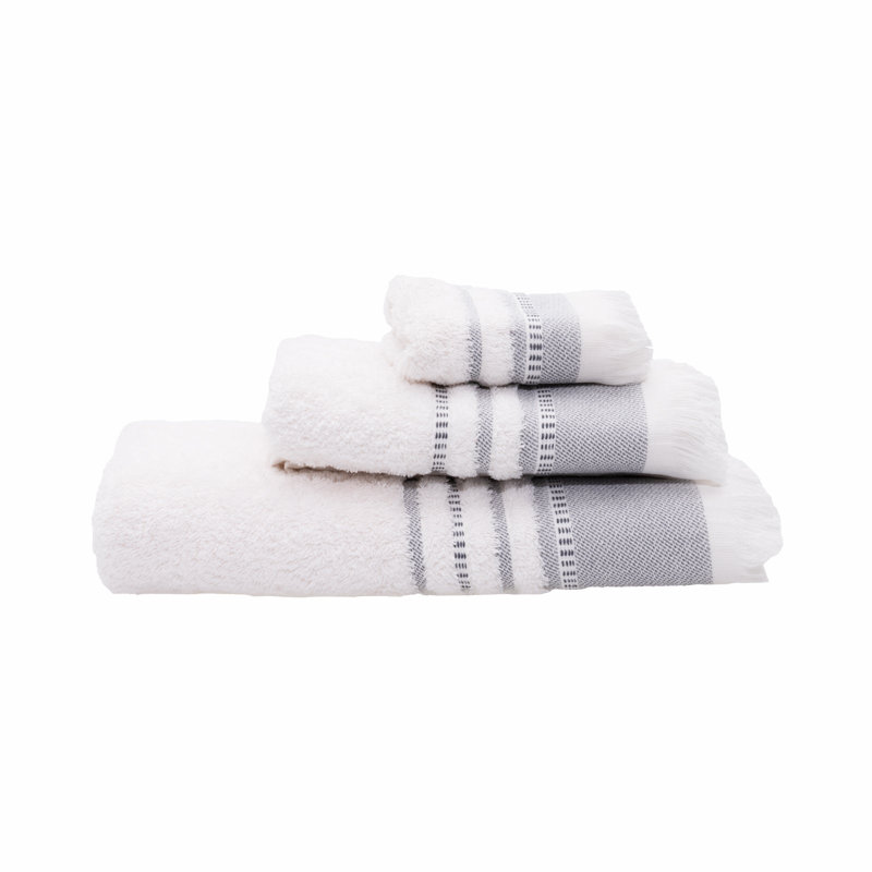 Sanket Midweight Washcloth, Off-White/Anthracite Grey