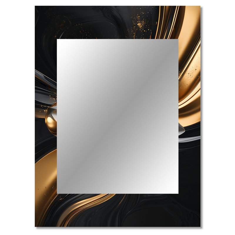 Golden Dahlia Petal Geometric III - miroir mural Dahlia, miroir décoratif traditionnel, impression d'art en métal