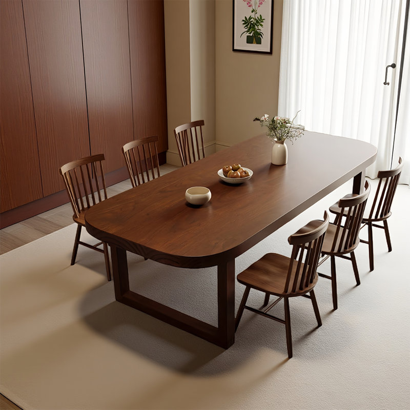 Modern Medieval Style Solid Wood Rectangular Dining Table, 29.53”H x 78.74”L x 31.5”W