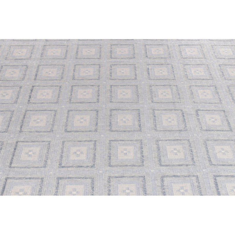 Scandinavian Silk Geometric Area Rug, Rectangle 8' x 10'