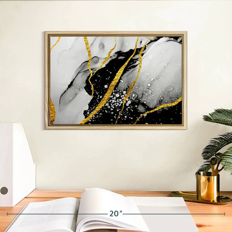 Feuille d'or Catriona, Cadre flottant en bois naturel, 13 po x 9 po