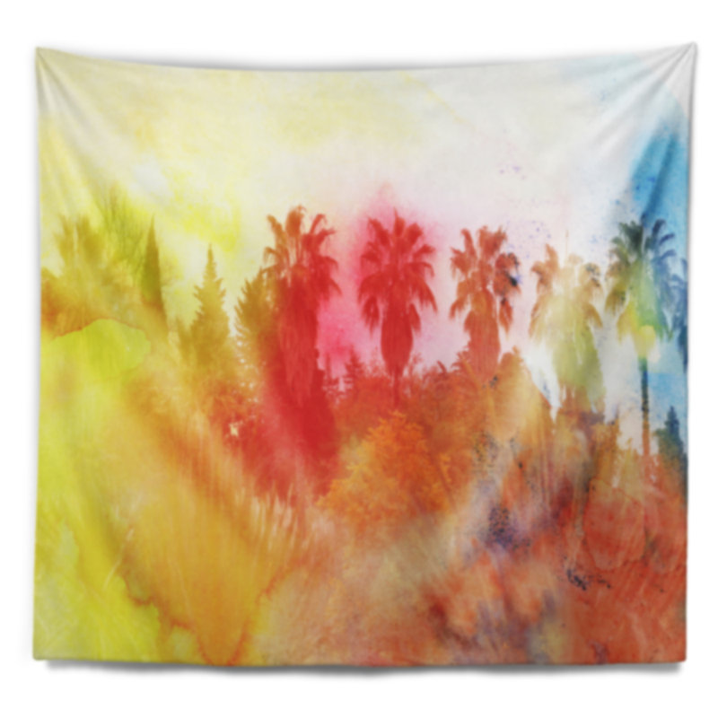 Tapisserie abstraite paysage tropical, H 50 po x l 60 po