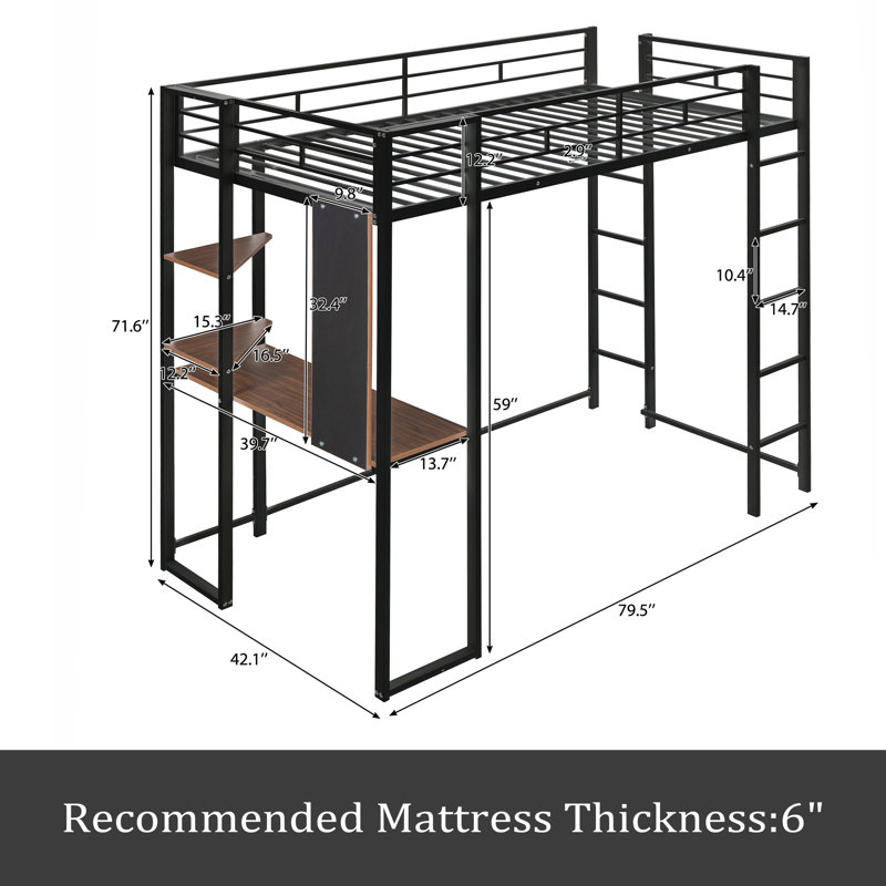 Lit mezzanine pour enfant Deiondre, Noir