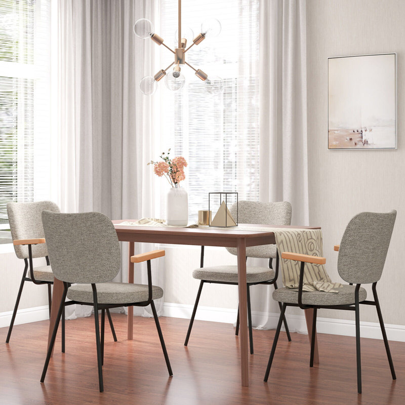 Chaise avec accoudoirs en métal Kianie, Gris