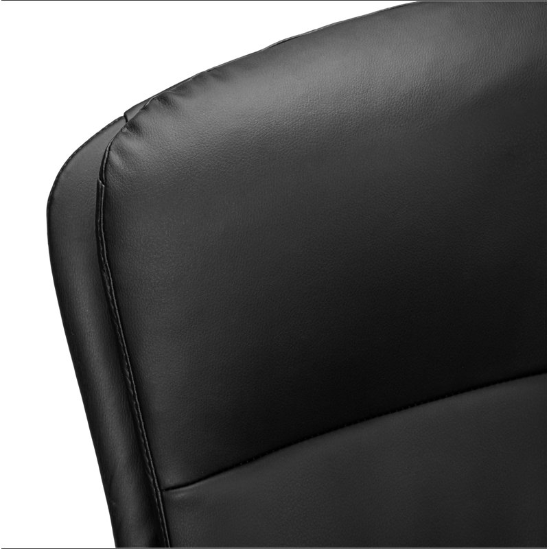 Chaise de bureau, pivotante, hauteur réglable, accoudoirs, ergonomique, travail, aspect cuir noir, métal chromé, contemporaine, moderne