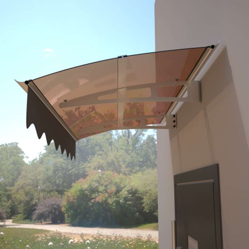 (Conceptual Duplicate Removed) Polycarbonate & Aluminum Door Window Awning Canopy - Masonry Wall Compatible, Gray/Brown