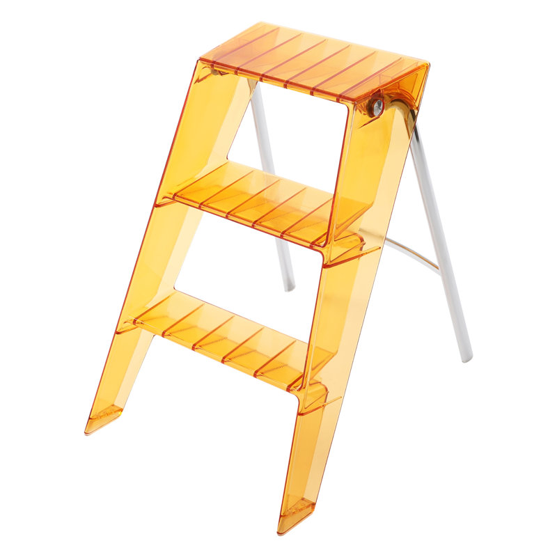 Escabeau pliant 3 marches Escabeau autoportant avec capacité de charge de 100 kg / 220,46 lb, Orange