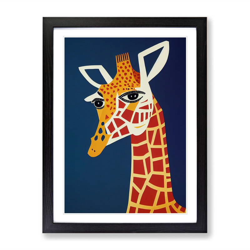 Giraffe Art No.4 - Wall Art, Black, 64cm H x 46cm W x 2cm D