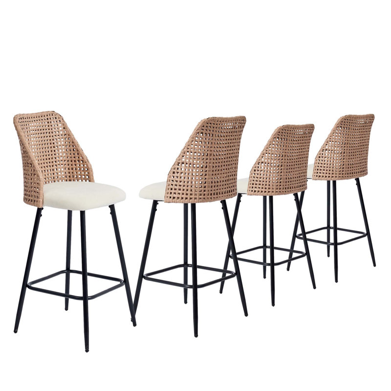 Upholstered Chenille Bar Stool, Beige