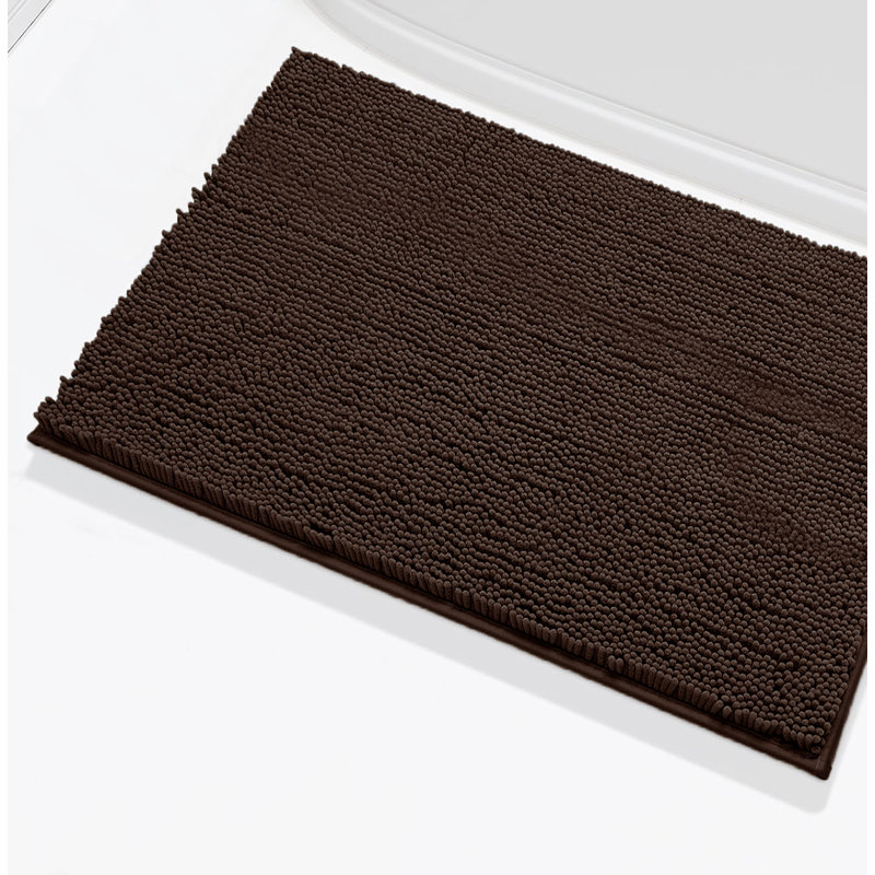23"X15" - Brown Soft Cozy Plush Chenille Bath Mat Bathroom Rug, Brown