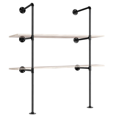 Ardelis Industrial Iron Pipe Shelf Wall Mount, Pipe Shelves of 2 Tier NO board