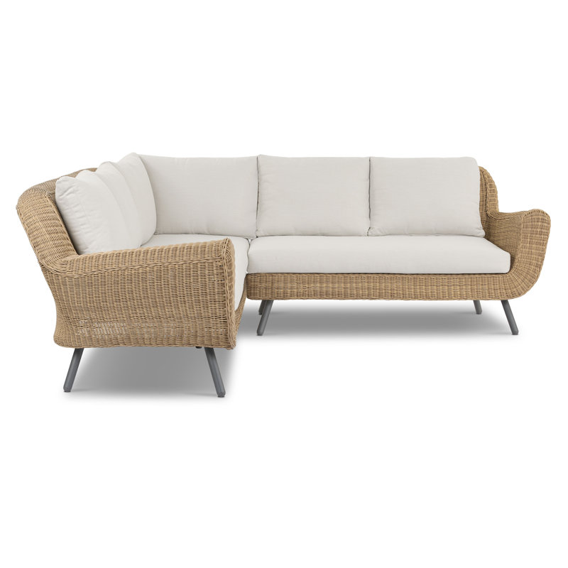 Canapé modulaire d'extérieur 90,5 po Elba avec osier tissé à la main toutes saisons