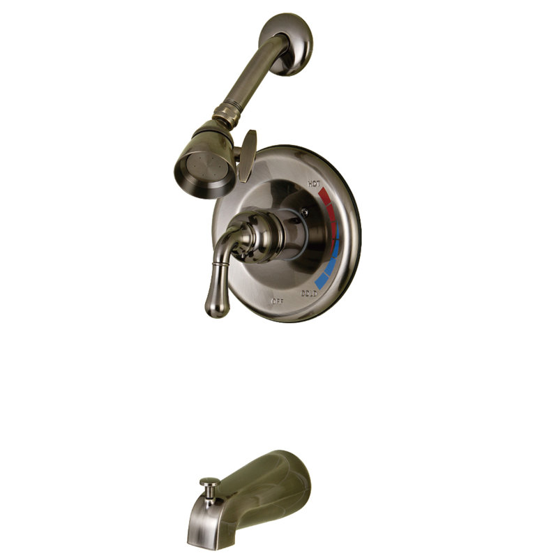 Kingston Brass Magellan Single-Handle Pressure Balanced Tub and Shower Faucet, Trim Only, Black Stainless