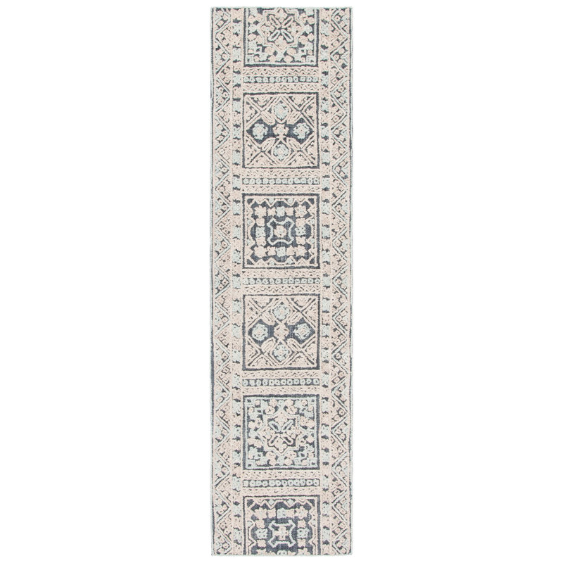Hand Tufted Wool/Cotton Southwestern Rug in Beige/Gray, Runner 2'3" x 9'