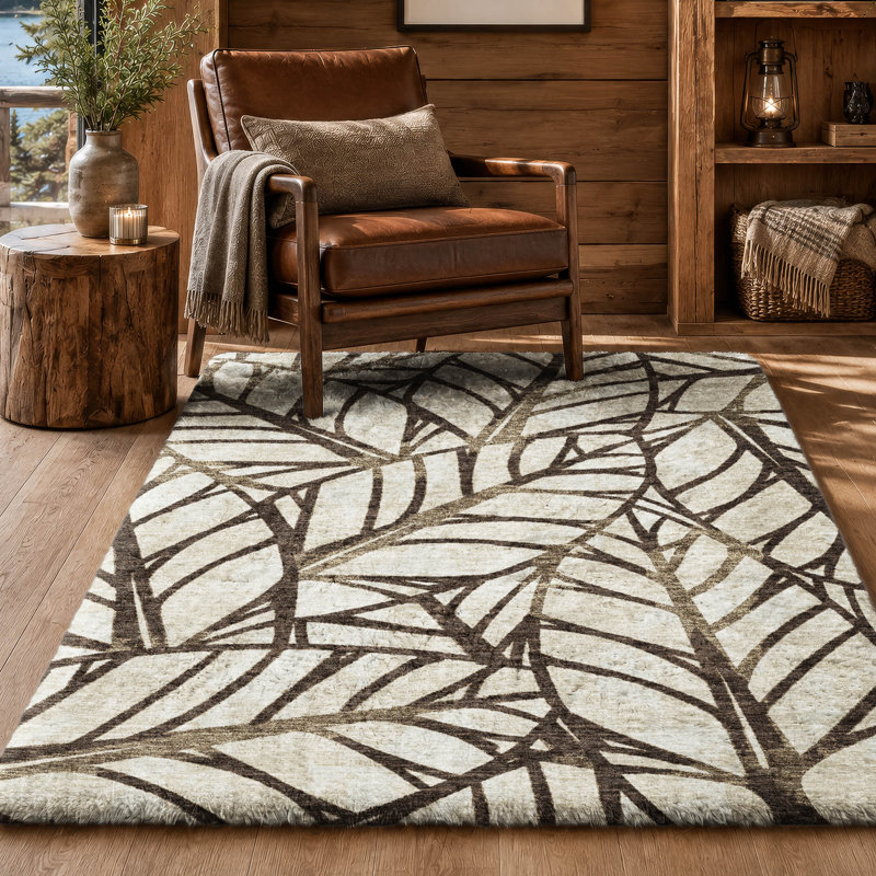 Tapis Dream Shag ADS744 de qualité supérieure, lavable à la machine et à motif floral, Chocolate, 9' x 12'