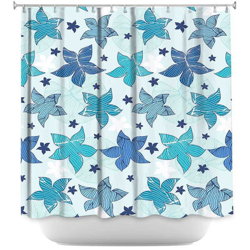 Dreyer Nature/Floral Shower Curtain, Blue/White
