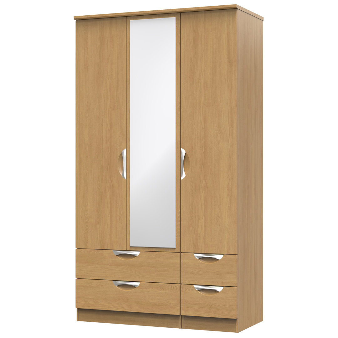 Bhodhini Tall Triple 4 Drawer Mirror Wardrobe