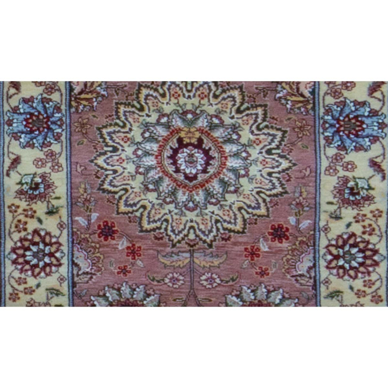 Tapis de zone en laine brun/ivoire 2 pi 6 po x 9 pi one-of-kind à la main noué la