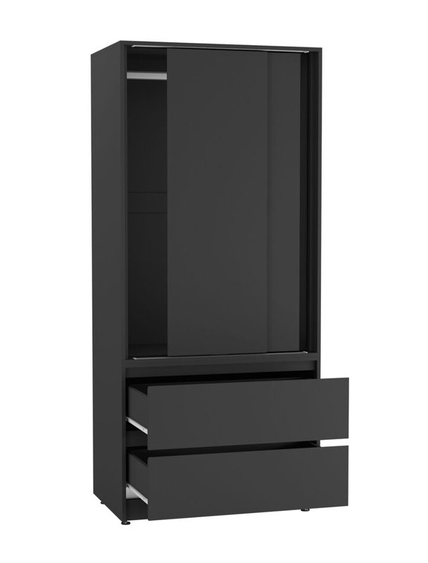 Solid Wood Wardrobe, Black/Black
