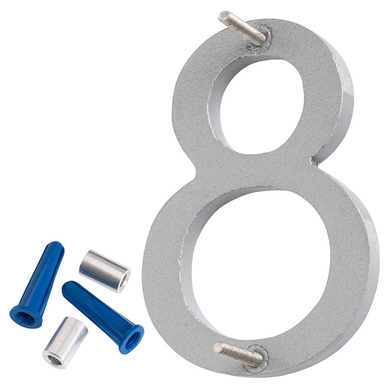 Numéro de maison à fixation flottante 6 po, Argent, 8
