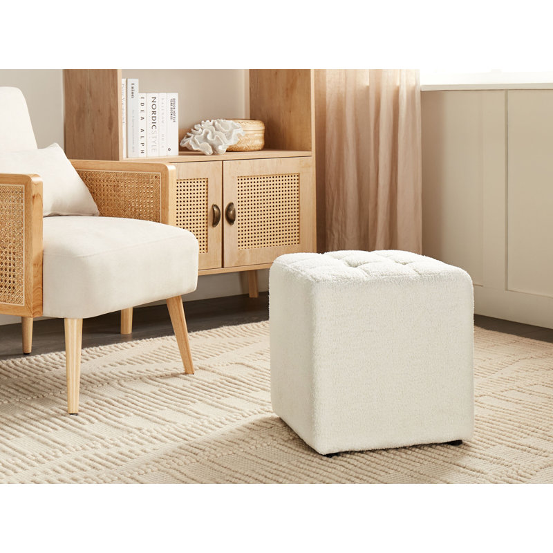 Haldan 38cm Wide Tufted Square Cube Ottoman, White