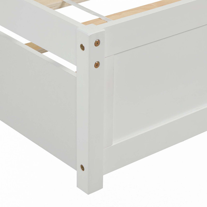 Structure de lit plateforme simple avec lit gigogne, Blanc