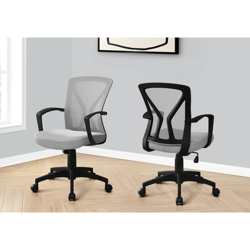 Chaise de bureau pivotante avec hauteur et base réglables, maille noire en métal noir avec rembourrage confortable, base