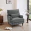 Chaise d'appoint rembourrée à garniture cloutée grise avec coussin décoratif et pieds en bois massif-1646493042