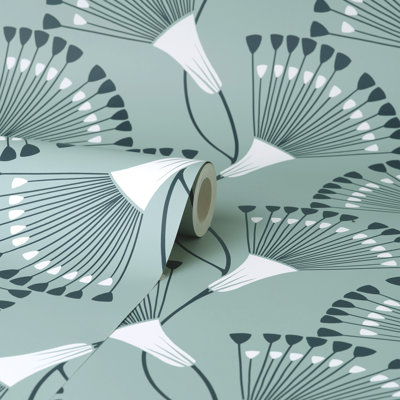 Papier peint fleurs bleu clair Wilder