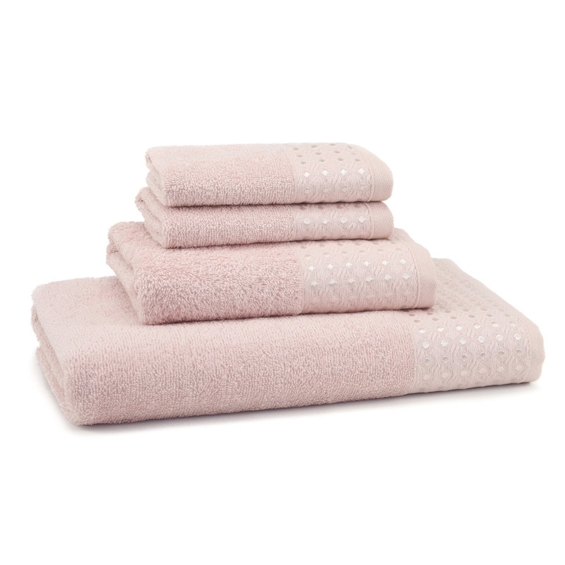 Fulater 4 Piece Turkish Cotton Towel Set, Blush