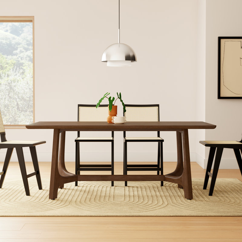 Burk 76" Trestle Dining Table, Medium Oak