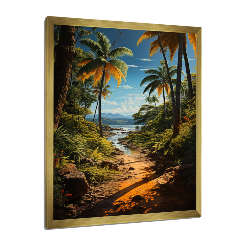 Dominicain Palmeraie paradis - impression, H 40 po x l 30 po x P 1,5 po, Encadrement doré