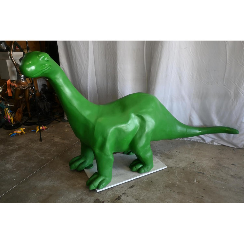 Statue de brontosaure vert géant en dinosaure en aluminium 90 po x 23 po x H 47 po