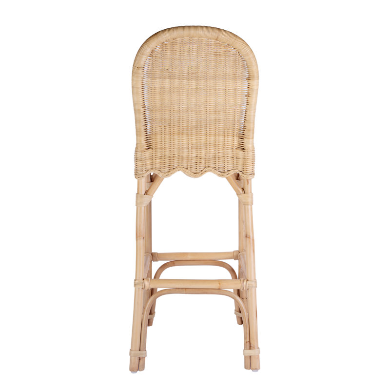 Flora Rattan 30" Scalloped Edge Bar Stool, Bar Stool (30" Seat Height)