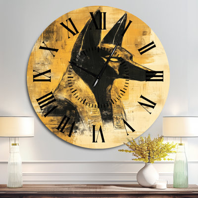 Anubis des Sables d'or - Horloge murale traditionnelle en métal