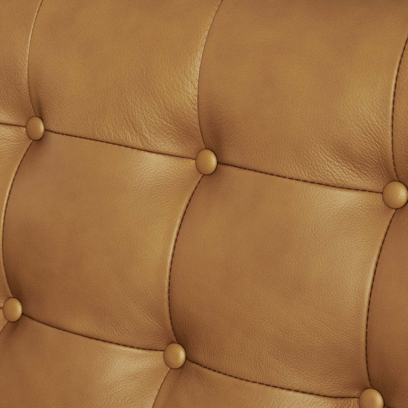 Exalt Tufted Vegan Leather Sofa, Similicuir brun clair