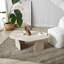 Table basse moderne, couleur travertin, 100 x 35 x 60 cm, structure en panneau de particules enduit 100% mélamine, bande de chant en PVC, design beige uni, pour le salon et les espaces contemporains-1856353097