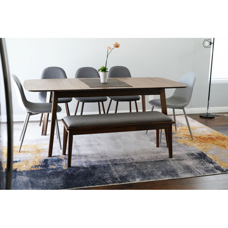 Tapis jaune / gris / blanc, Rectangle 5 pi x 7 pi