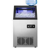 Commercial Ice Maker 160 lb./24 H Freestanding Ice Maker Machine with 35  lb. Storage, Stainless Steel