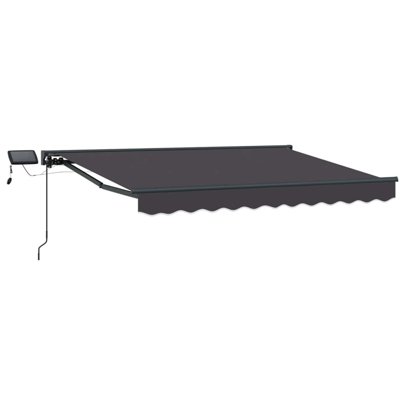 VidaXL Polyester Cover Retractable Patio Awning, Anthracite/Black, 300cm W x 200cm D