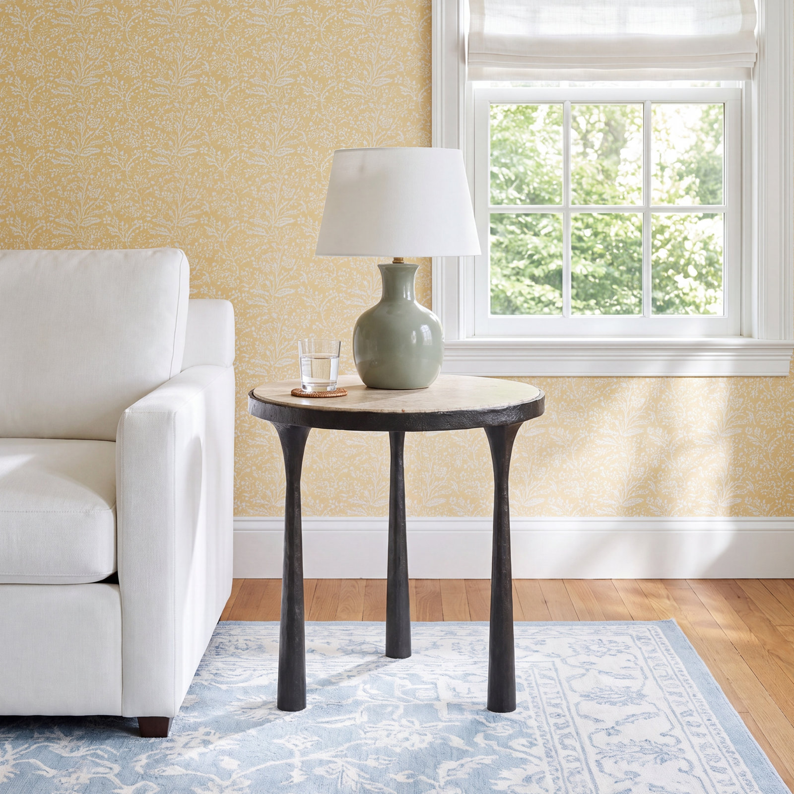 Billings End Table, Fossil Marble Top/Gray Base