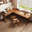 Bureau en bois massif en forme de L brun noisette-43168408-43168414
