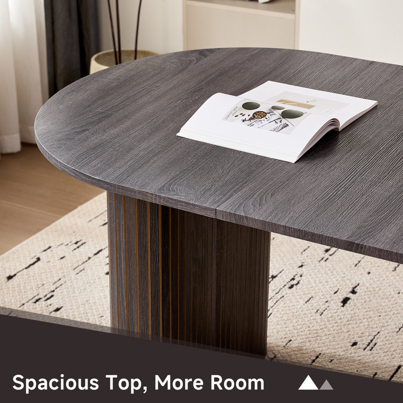 70.8" Oval Dining Table For 4, Modern Farmhouse Kitchen Table For 6, Rustic Large Dinner Table For Dining Reception Room