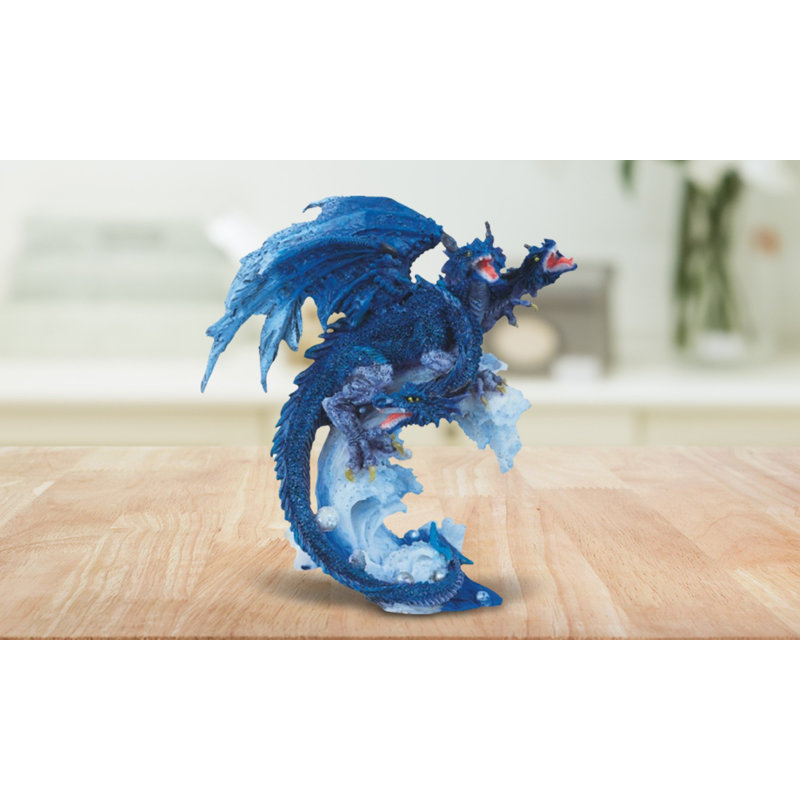 Devontea 4"H Three-Headed Blue Dragon Figurine Unique Gifts
