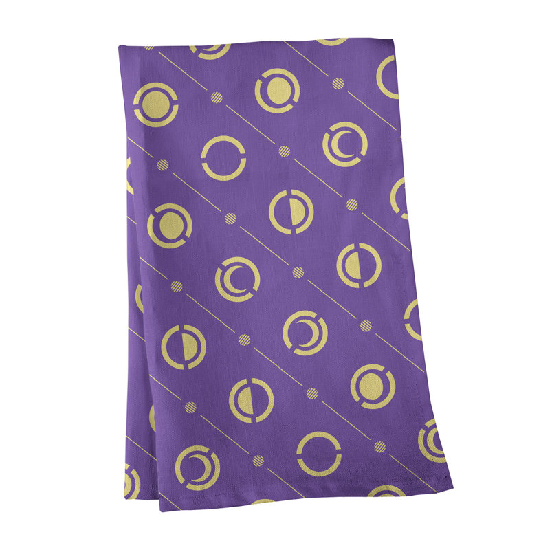 Torchon Moon phases, Violet / jaune, Croisé en coton