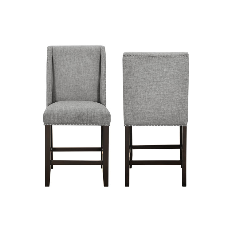 Antoiniece Upholstered Counter Side Chair in Gray