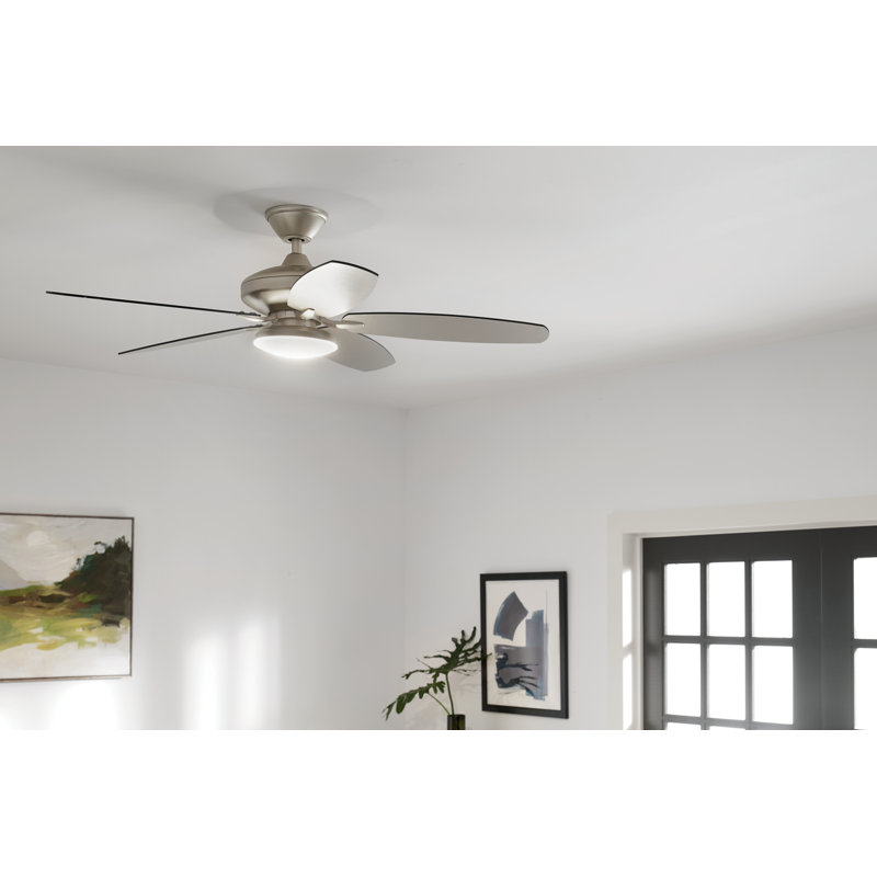 52'' Ceiling Fan with LED Lights, Painted Brushed Nickel with Black Blade